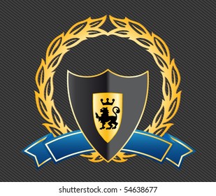 shield with ribbons and laurels