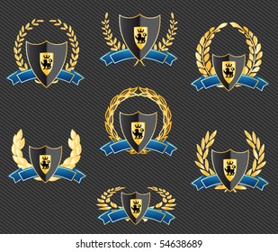 shield with ribbons and laurels