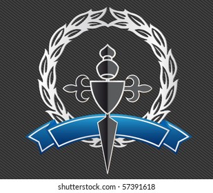 shield with ribbons and laurels