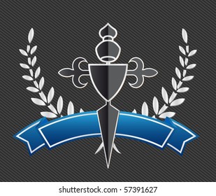 shield with ribbons and laurels