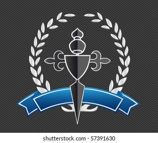 shield with ribbons and laurels