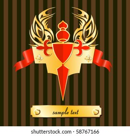 shield with ribbons and laurels