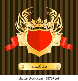 shield with ribbons and laurels