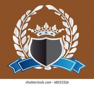 shield with ribbons and laurels