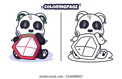 shield robot panda hero with coloring pages suitable for kids