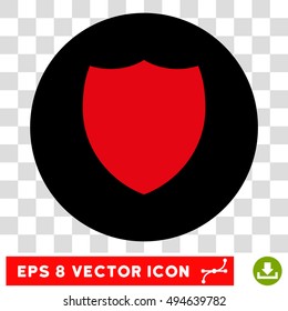 Shield round icon. Vector EPS illustration style is flat iconic bicolor symbol, intensive red and black colors, transparent background.