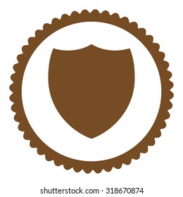 Shield round stamp icon. This flat vector symbol is drawn with brown color on a white background.