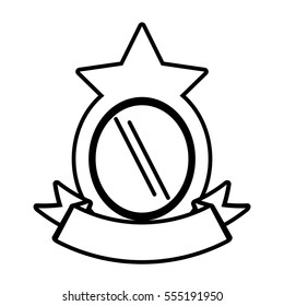 shield round star ribbon outline empty vector illustration eps 10