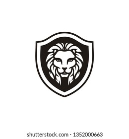 Shield with Royal Lion face head logo design for Security Protection Guard 