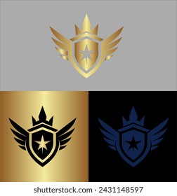 Shield with Royal Lion face head for Security Protection Guard Emblem Badge logo design