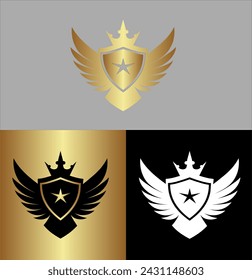 Escudo con cabeza frontal Royal Lion para el diseño del logotipo de la insignia del emblema de la protección de seguridad