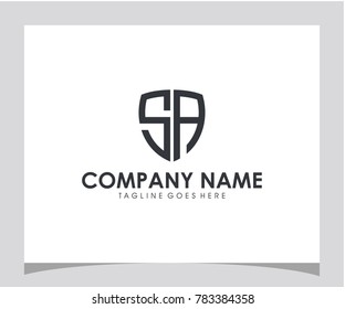 Shield SA initial icon letter logo vector eps 10