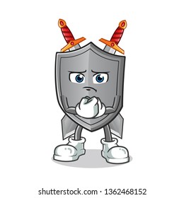 shield sad mascot vector cartoon illustration