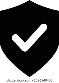 Ícone de escudo seguro preto preenchido isolado no fundo branco