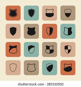 shield safe defence icon set
