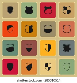 shield safe defence icon set