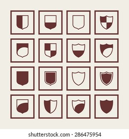 shield safe defense icon set