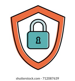 shield with safe padlock isolated icon
