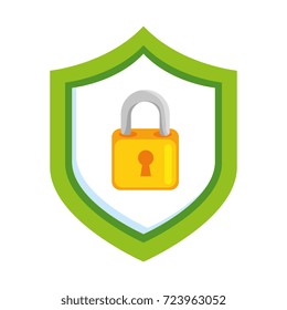 shield with safe padlock isolated icon