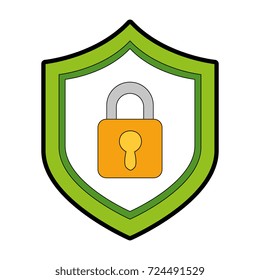 shield with safe padlock isolated icon