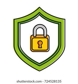 shield with safe padlock isolated icon