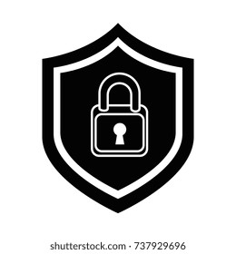 shield with safe padlock isolated icon