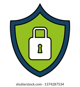 shield with safe secure padlock