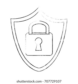 shield with safe secure padlock icon