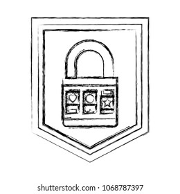 shield of safe secure padlock with password