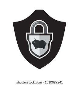 shield with safe secure padlock vector illustration