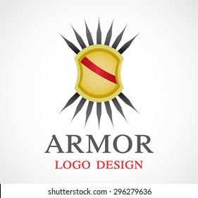 Shield safety guard abstract vector logo design template. Business save protection icon. Company digital security symbol concept.