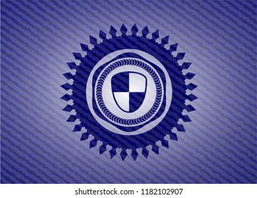 shield, safety icon with denim texture