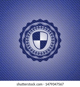 shield, safety icon with denim texture