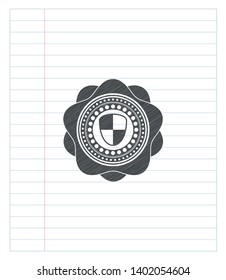 shield, safety icon emblem draw with pencil effect. Vector Illustration. Detailed.