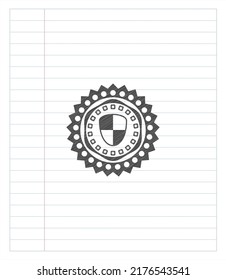 protector, dibujo del icono de seguridad con efecto de lápiz. Ilustración vectorial. Detallado.