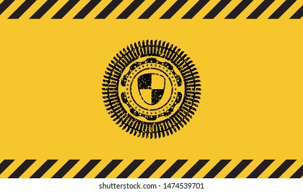 shield, safety icon grunge warning sign emblem. Vector Illustration. Detailed.