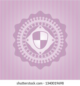 shield, safety icon inside badge with pink background