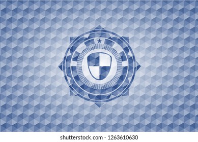 shield, safety icon inside blue polygonal emblem.