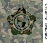 shield, safety icon inside camo texture