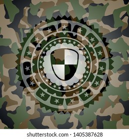 shield, safety icon inside camo emblem