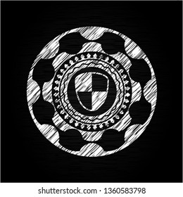 shield, safety icon inside chalk emblem