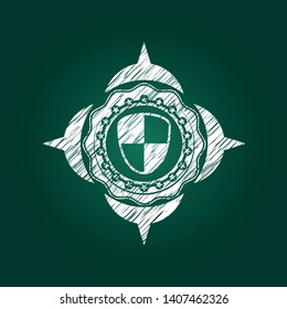 shield, safety icon inside chalkboard emblem