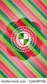 shield, safety icon inside christmas style emblem.