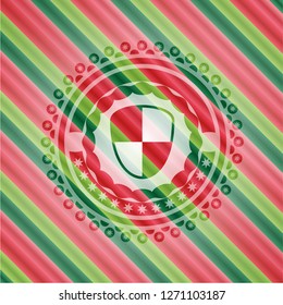 shield, safety icon inside christmas emblem.
