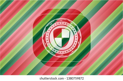 shield, safety icon inside christmas style badge..