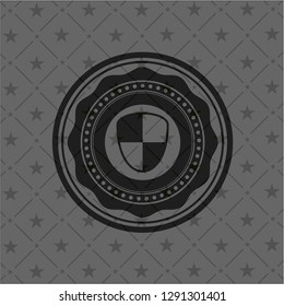 shield, safety icon inside dark emblem. Retro