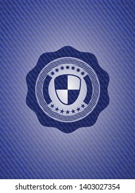 shield, safety icon inside emblem with jean high quality background