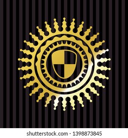 shield, safety icon inside gold shiny badge