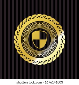 shield, safety icon inside gold badge or emblem