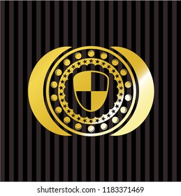 shield, safety icon inside golden emblem or badge